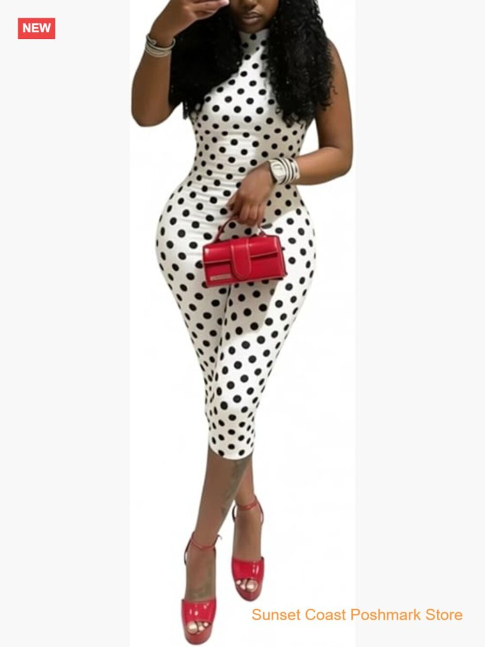 Sexy Polka Dot Jumpsuit Halter Neck Backless Bodycon Date Night Outfit